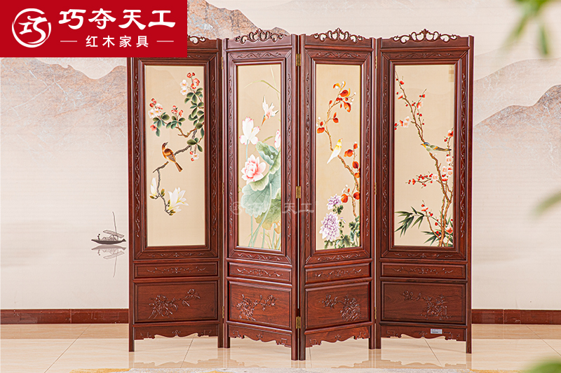 蘇繡四扇屏（春夏秋冬）